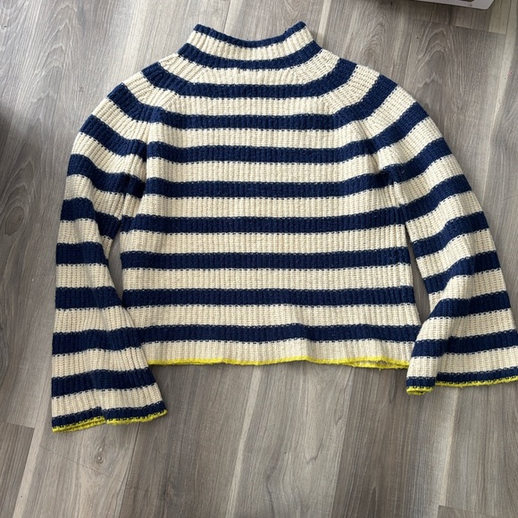 Maeve by Anthropologie Navy and Cream Striped Sweater wool, yak nylon XL - Picture 4 of 6